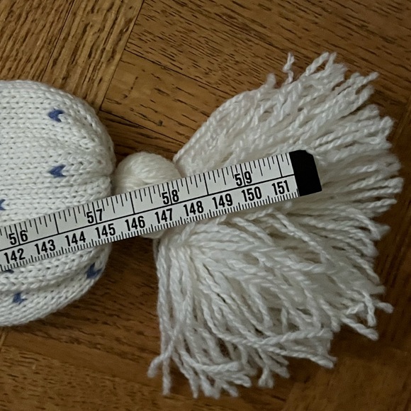 Estonian 100% Wool Long-Tailed Hat Scarf Combo – Cream Blue – Made in Estonia - Picture 11 of 12